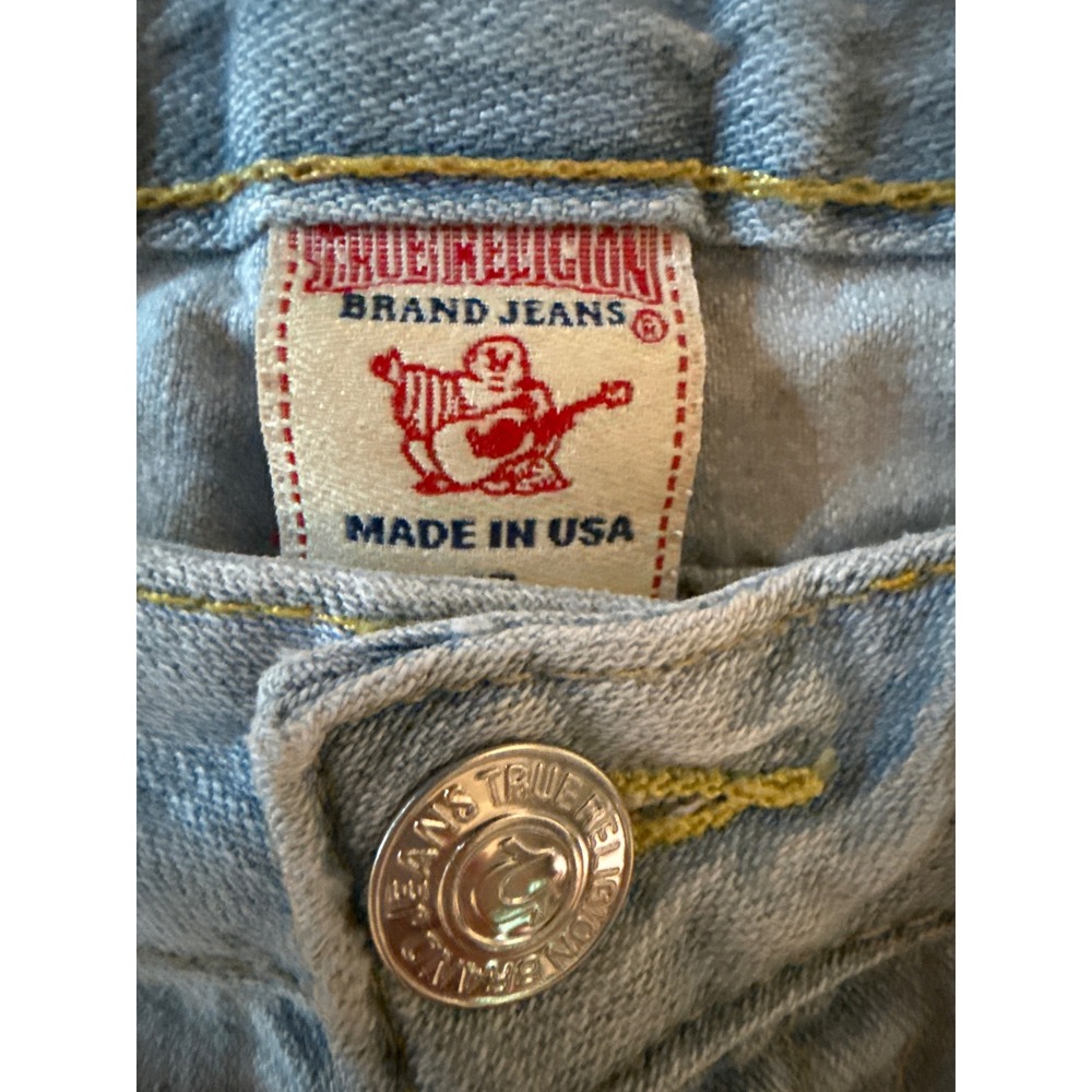 True Religion Jayde Shorts 27 Light Wash Y2K Cut Off Denim - Picture 4 of 9
